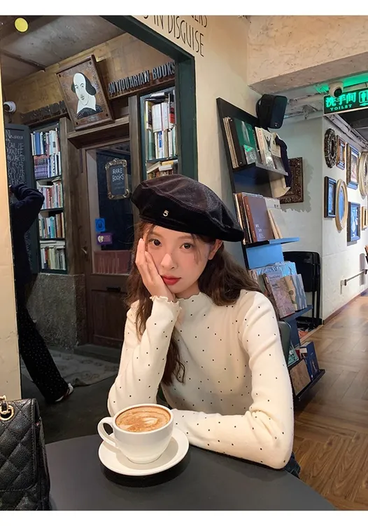 甜美软糯波点打底衫女2025年秋冬季新款德绒百搭气质显瘦保暖上衣