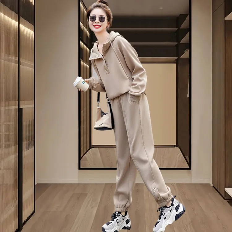欧洲站时尚运动套装女2025春秋新款宽松套装两件套高级感轻奢高端