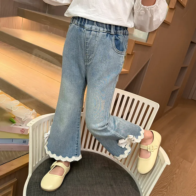 女童韩系微喇牛仔裤春秋2025新款宝宝时髦百搭长裤秋季儿童喇叭裤
