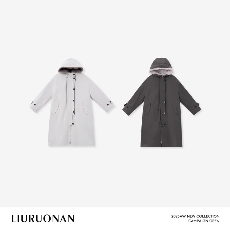 LIURUONAN 25WIN【可拆卸三防羽绒风衣】毛绒连帽宽松保暖羽绒服女