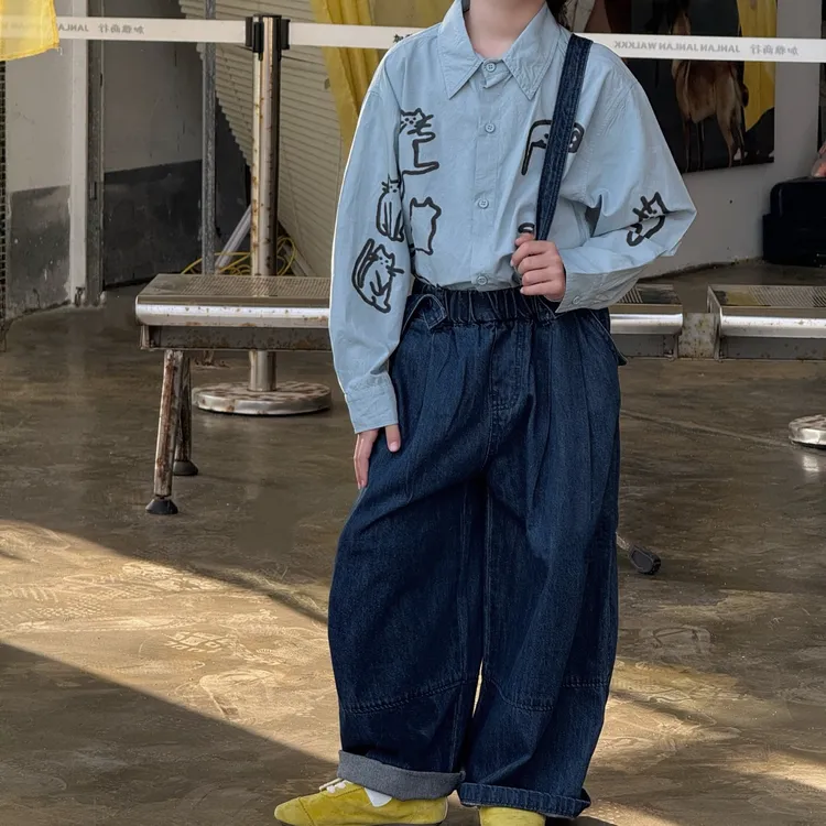 26806 # 超帅气可拆卸儿童牛仔背带裤