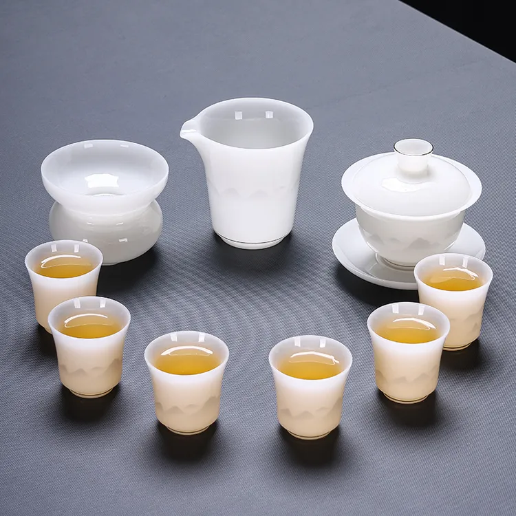 茶具套装新款2025冰种璞玉泡茶专用功夫茶具家用盖碗茶杯中秋送礼
