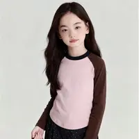 2025秋季儿童撞色拼接女童德绒休闲上衣长袖圆领