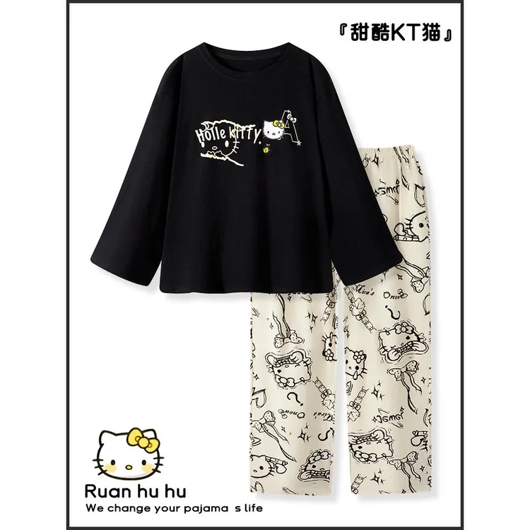 套头可爱HelloKitty睡衣女长袖纯棉春秋季2025新款学生家居服套装