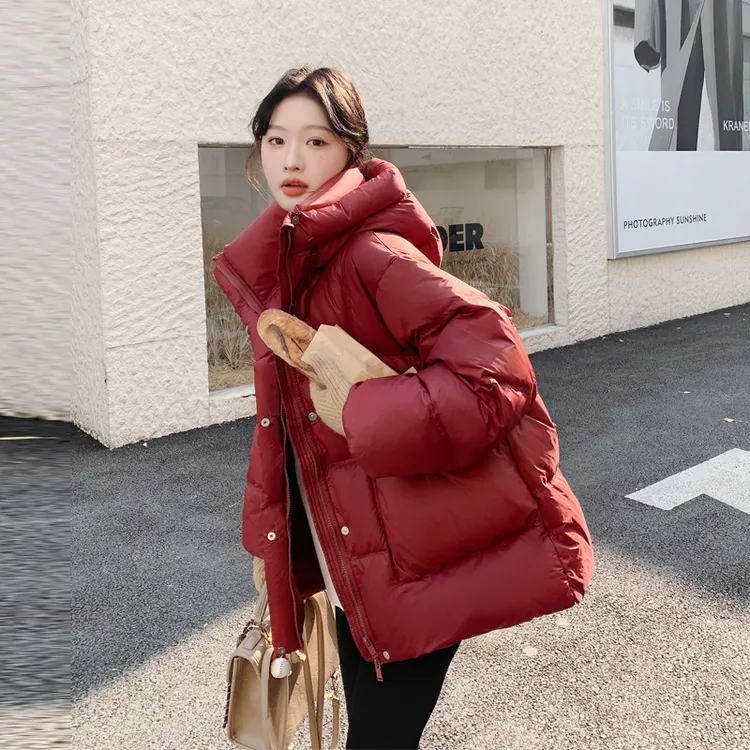 泡芙欧版羽绒服女2024冬季新款超好看显白氛围感保暖白鸭绒面包服