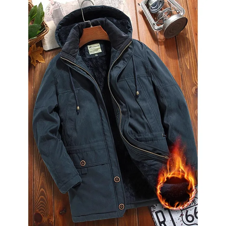 冬季男士棉衣中长款外套加绒加厚保暖休闲棉服时尚舒适中年棉袄潮