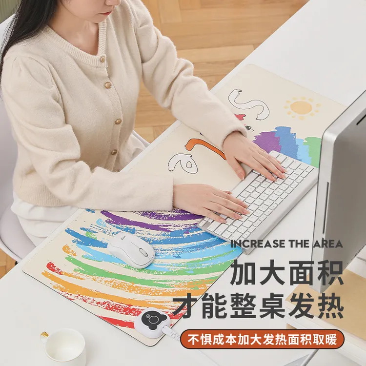可爱学生暖桌垫超大鼠标垫女生办公室电脑桌面垫冬天书桌写字暖手