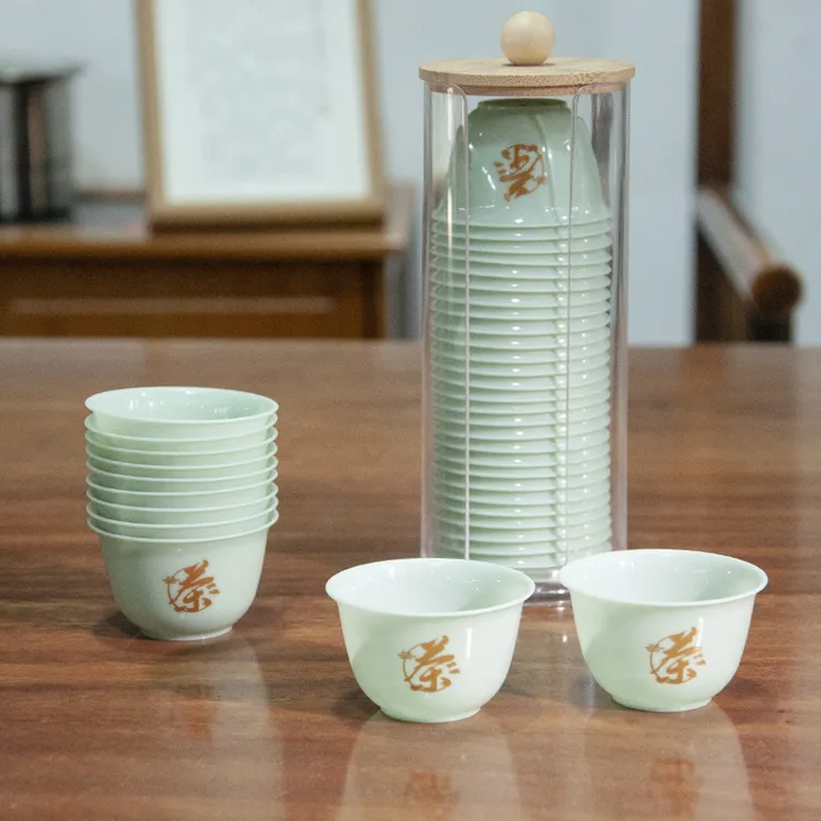 高档一次性茶杯加厚家用商用招待客人喝茶杯中式日式饮茶品茗杯子