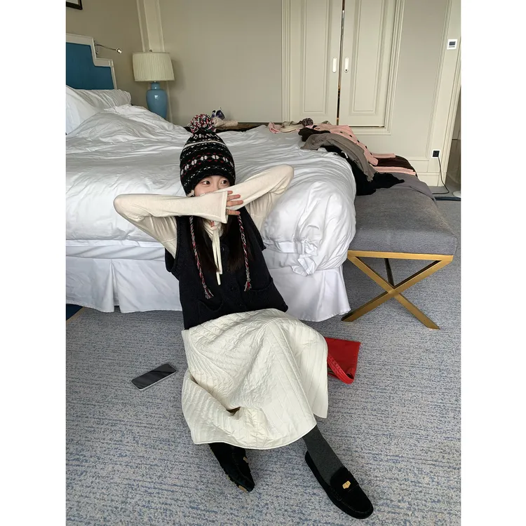 Multi Math花苞棉裙/菱格半裙冬保暖夹棉防风休闲显瘦减龄高级感