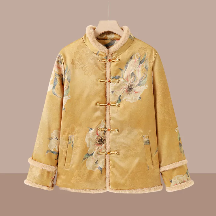 秋冬时尚新款中式盘扣上衣国风棉服唐装棉袄外套保暖棉衣短款外套