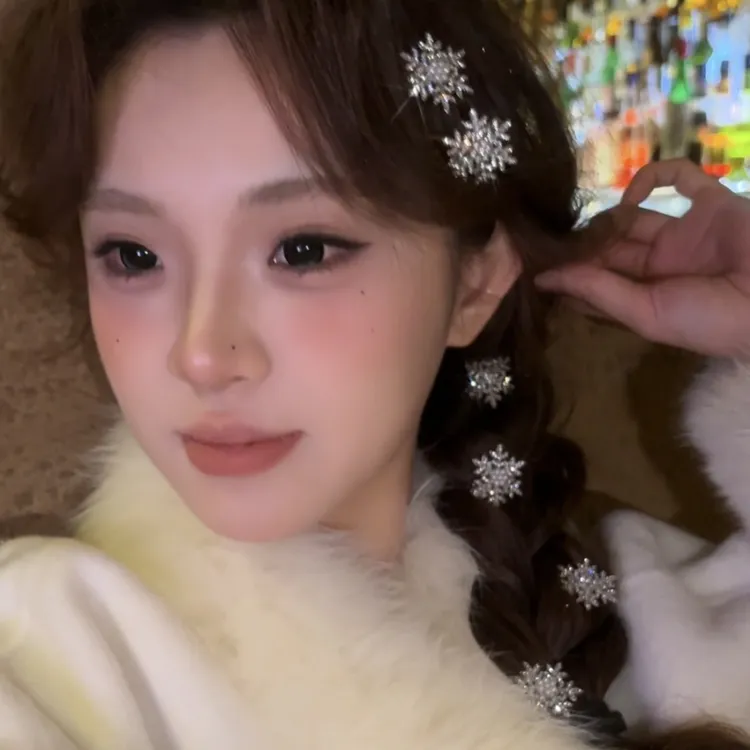 小小满天星雪花～秋冬银色闪钻珠金属发夹清冷感侧边刘海夹高级感