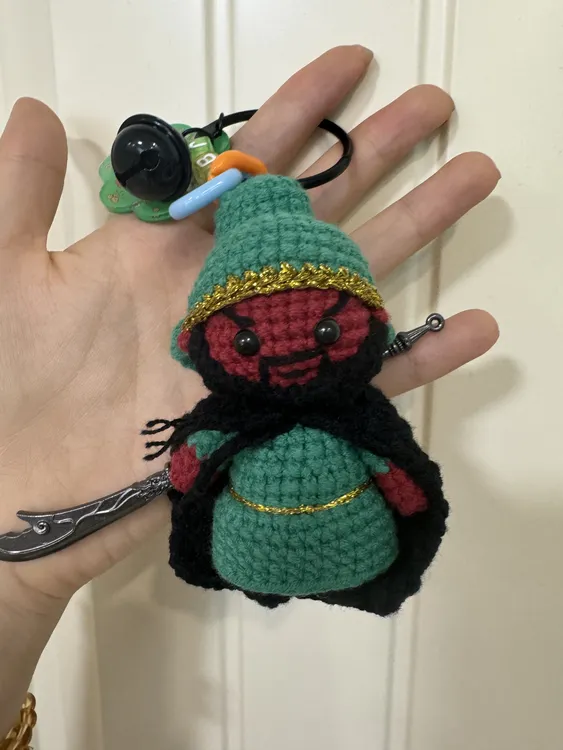 关二爷纯手工钩织成品 底座➕钥匙扣 呵呵手作