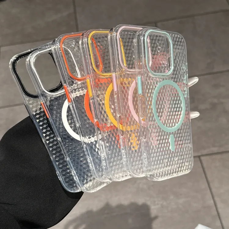 高级简约透明磁吸适用苹果16promax手机壳iPhone15防摔14全包13软