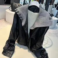 《姚家优麦汇》Y7211冬款针织翻领羊羔毛皮衣设计感时尚外套女款