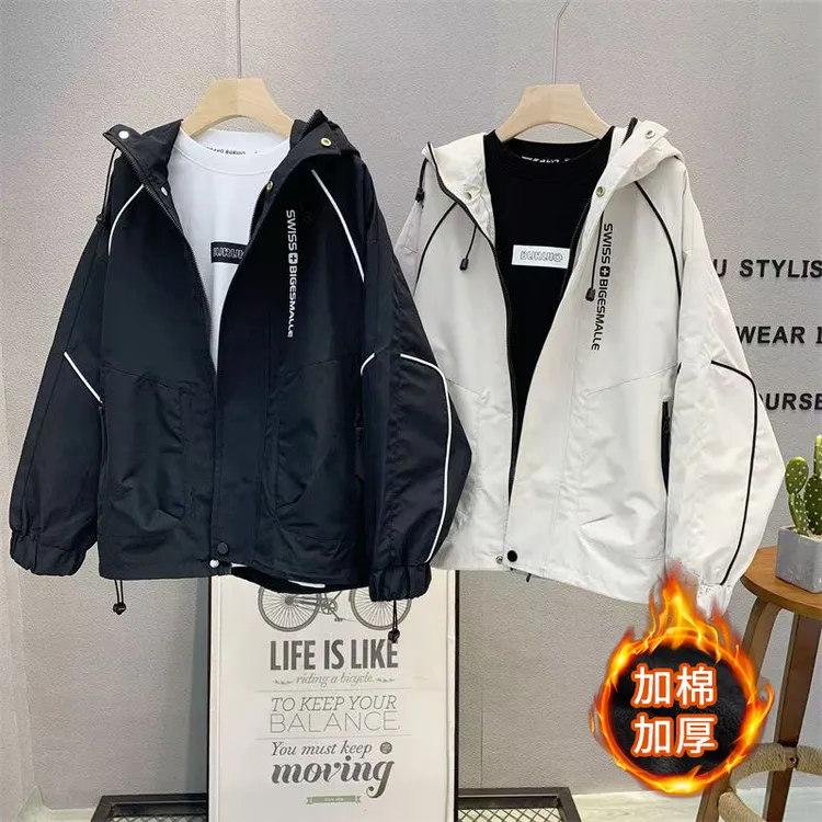 儿童秋冬外套男女童夹棉加厚冲锋衣中大童三防航线棉衣宽松上衣潮