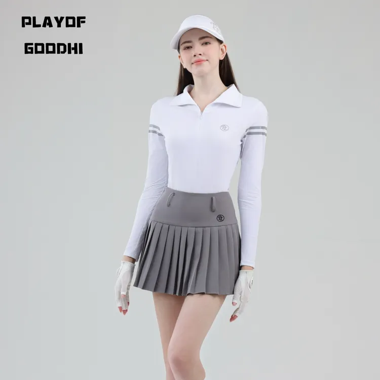 高尔夫服装韩版运动服女速干显瘦高尔夫长袖高尔夫裙网球服羽毛球