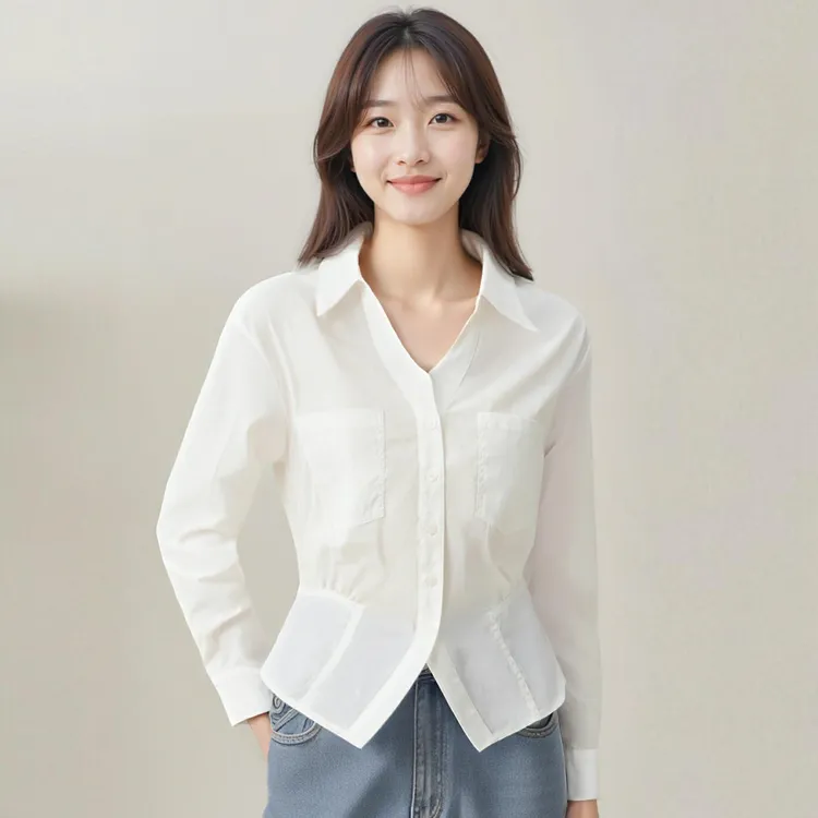 【纤盈素雪】轻奢气质显瘦时尚优雅减龄收腰气质白衬衫