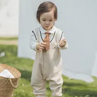 乖奇熊男宝宝保暖针织假两件连体衣秋冬季婴幼儿绅士风哈衣爬爬服