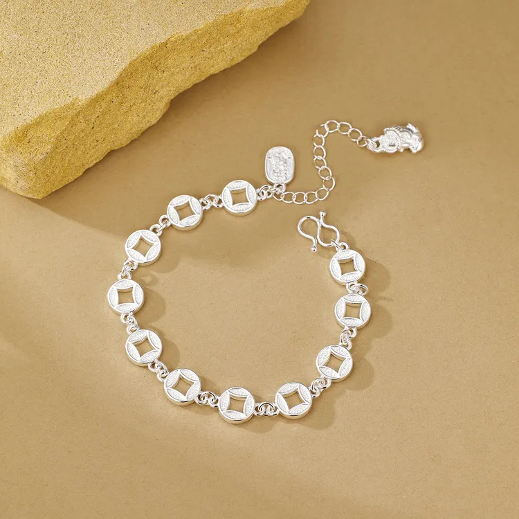 合金手链 简约纳福钱币手链新中式招财手链复古精致国风轻奢小众