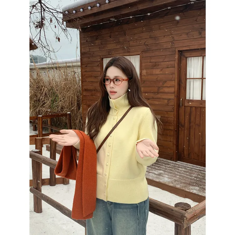 现货1369X大婉酱千千微胖定制 安哥拉绒气质高领女冬季多穿式毛衣