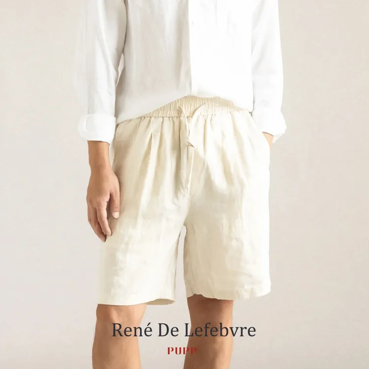 René De Lefebvre25男士夏季轻薄款纯亚麻材质休闲简约短裤男短裤