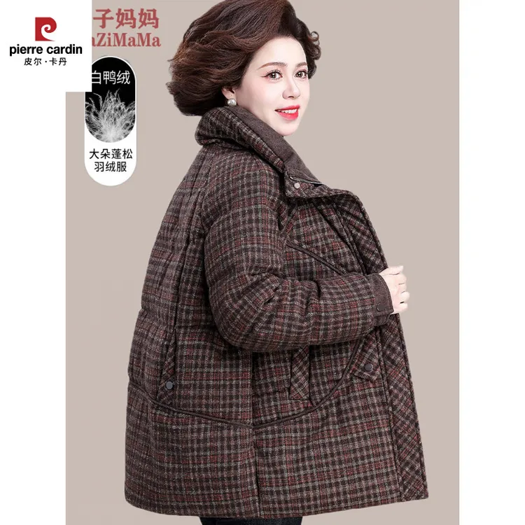 皮尔卡丹年轻妈妈羽绒服冬装洋气时尚2025新款中老年女秋冬季呢子