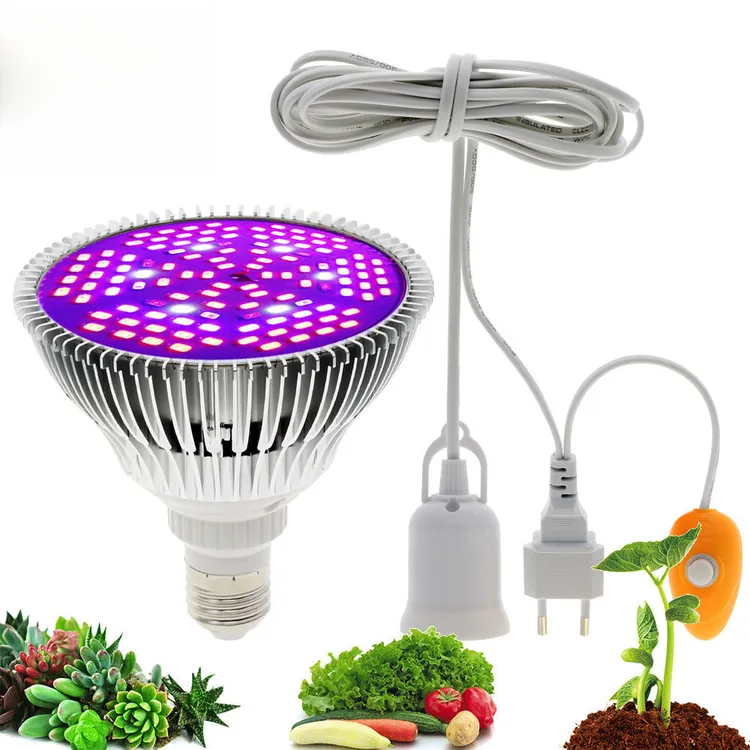 全光谱LED植物生长灯E27灯泡室内多肉补光灯30W50W80W厂家直销