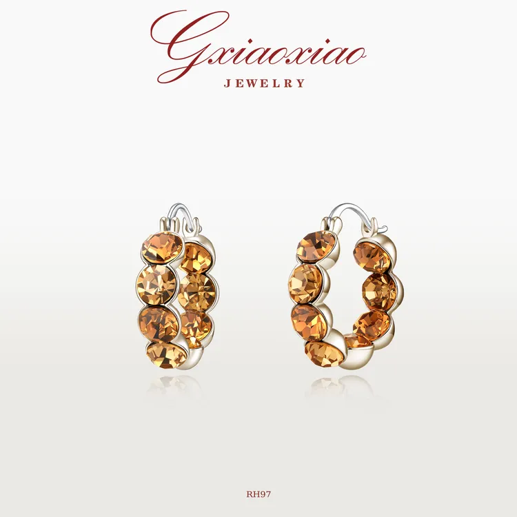 G XIAOXIAO合成锆石耳饰流光风气质复古高级港风圆圈耳环 RH97