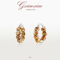 G XIAOXIAO 镀K金 流光风气质复古高级港风圆圈耳环 RH97