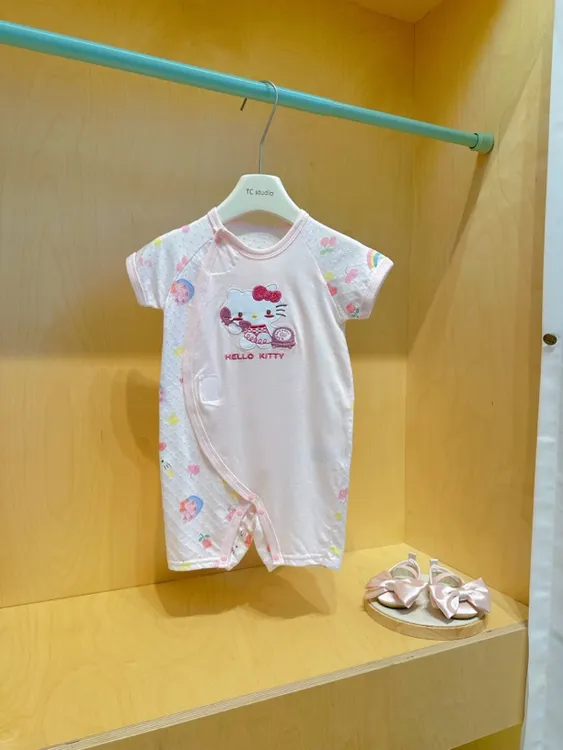 夏季宝宝双层护肚婴儿连体衣卡通透气短袖宝宝爬服