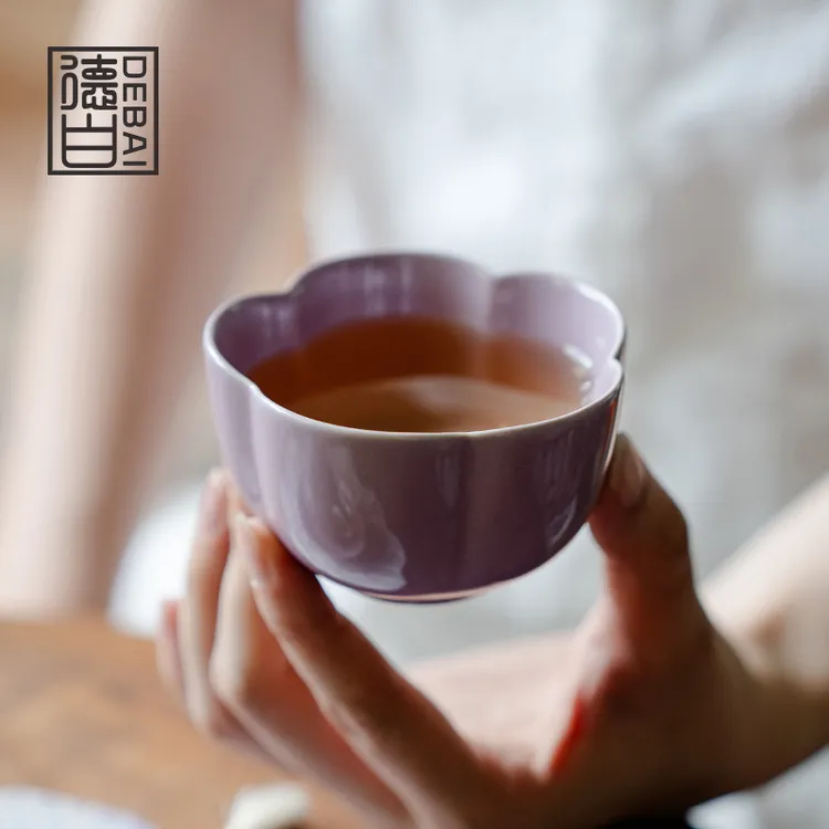 德白陶瓷茶杯紫气东来主人杯女士专用茶盏中式家用品茗杯单杯茶具