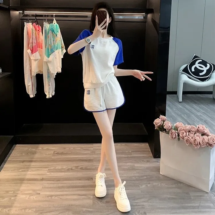 纯棉短袖短裤时尚休闲运动套装女夏新款宽松显瘦小个子减龄两件套