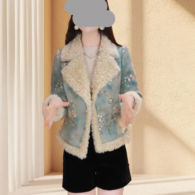 时尚百搭新款冬季减龄洋气复古优雅气质修身加绒加厚遮肉显瘦外套