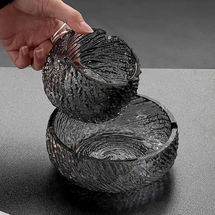 轻奢烟灰缸家用商务高颜值玻璃男士烟灰缸耐脏时尚创意大容量办公