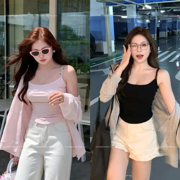 萌面侠芝士现货【花花吊带】91%莱赛尔吊带纯欲慵懒风女装衣服6512