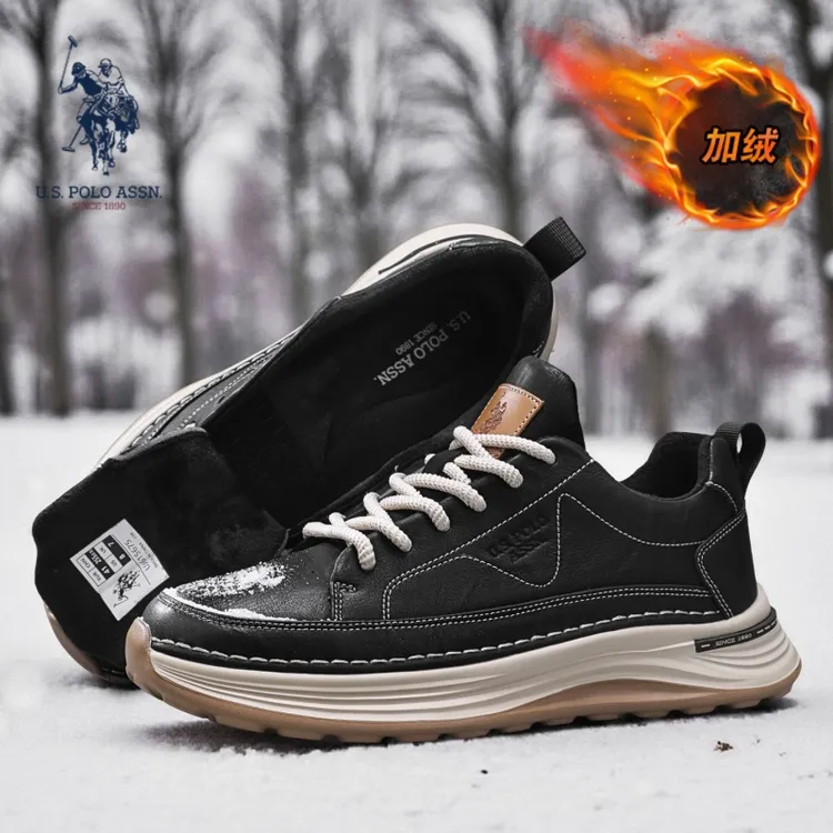 2025冬季加绒新款圆头时尚鞋潮流舒适增高厚底男士板鞋运动休闲鞋