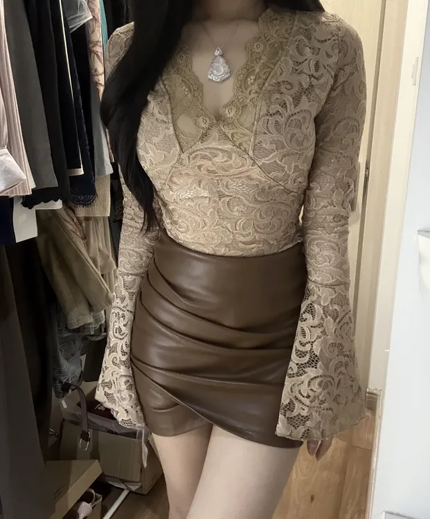 朋克纯欲辣妹性感高腰显瘦防走光包臀PU皮半身裙短裙气质时尚621
