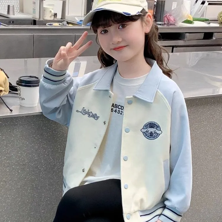 女童秋装2025新款外套儿童洋气时髦休闲棒球服春秋季女孩网红上衣