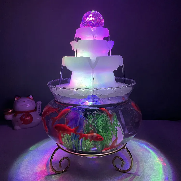 八方来财水晶球转珠循环喷泉流水桌面水景鱼缸家居轻奢高级开业