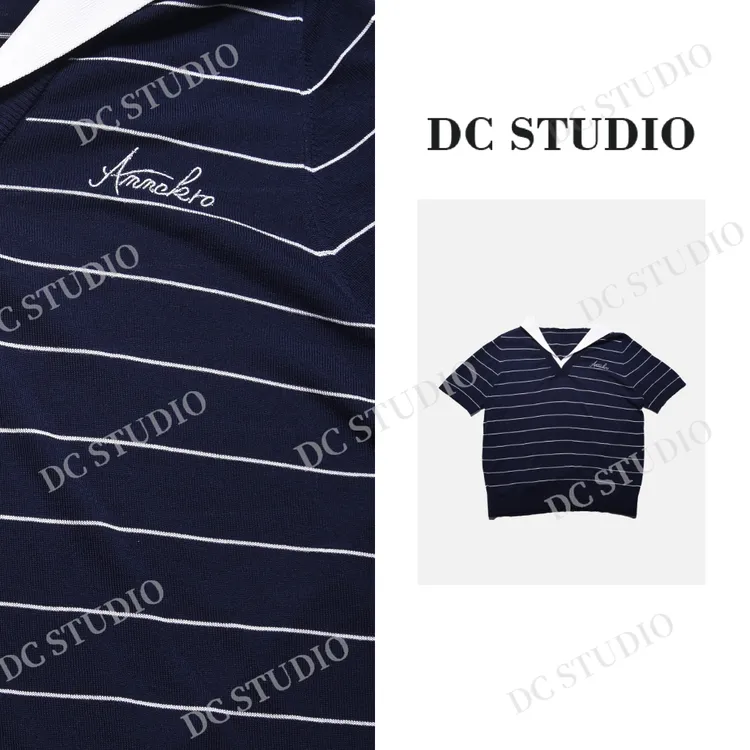 DC STUDIO【海盐微风】2025夏季新款条纹个性时尚短袖宽松T恤