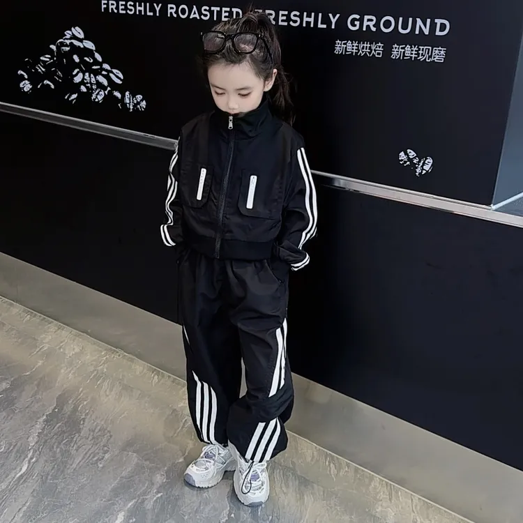 女童秋款休闲风外套2025春秋季新款儿童中大童韩版运动套装6-12岁