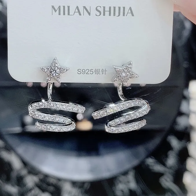 铜合金锆石耳饰 高版前后锆石耳钉耳饰