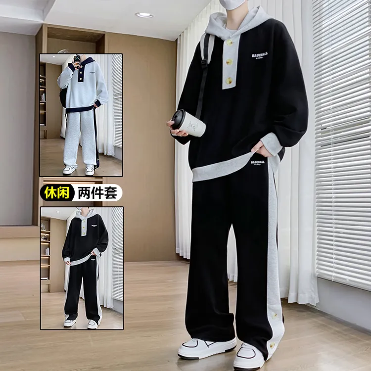 休闲运动套装男春秋季2025新款潮流青少年宽松卫衣帅气潮牌两件套