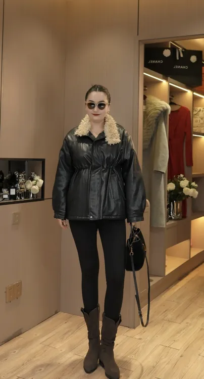 （8198款）卷毛领高级感收腰夹棉皮外套（娜姐推荐）