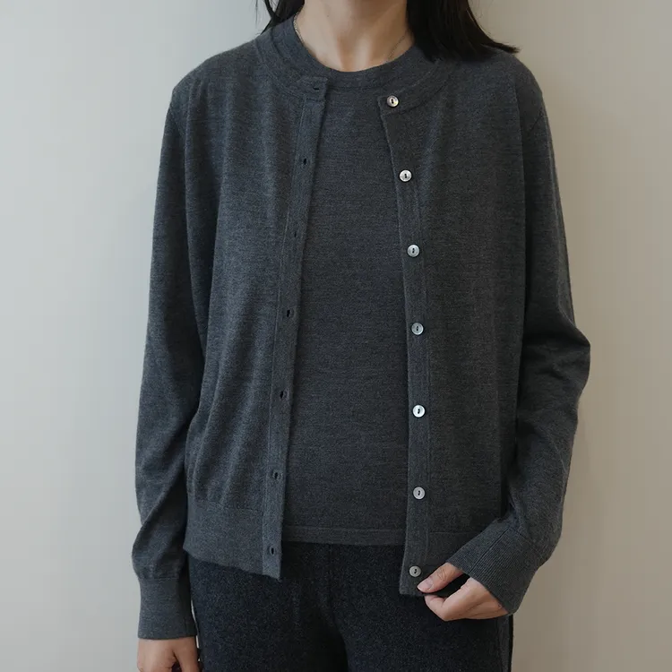 （精纺 羊绒） 68支3股 圆领羊绒开衫 针织打底 100 羊绒