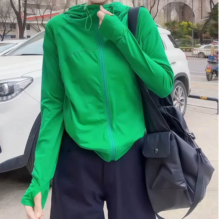 东大门冰感因子连帽抽绳防晒衣女2025年夏季新款休闲运动速干外套