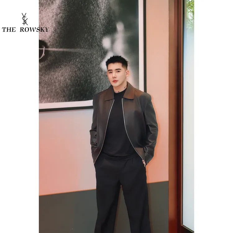 杨圣坤2025新品男士简约休闲翻领高级感绵羊皮夹克外套SK2599100