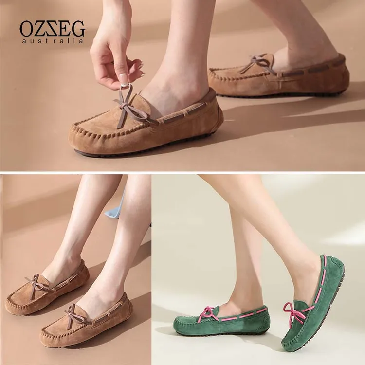 【经典款】OZZEG澳泽格豆豆鞋女秋季真皮一脚蹬休闲孕妇单鞋Z5131