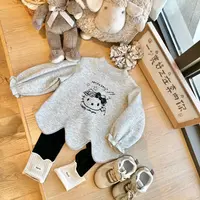 31082春秋新款2025女童宝宝可爱卡通不规则下摆卫衣打底裤套装