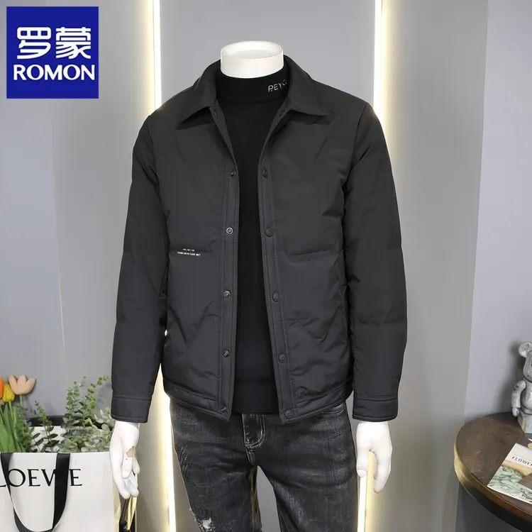 Romon/罗蒙商务休闲羽绒服外套男士冬季新款夹克翻领加厚冬装保暖